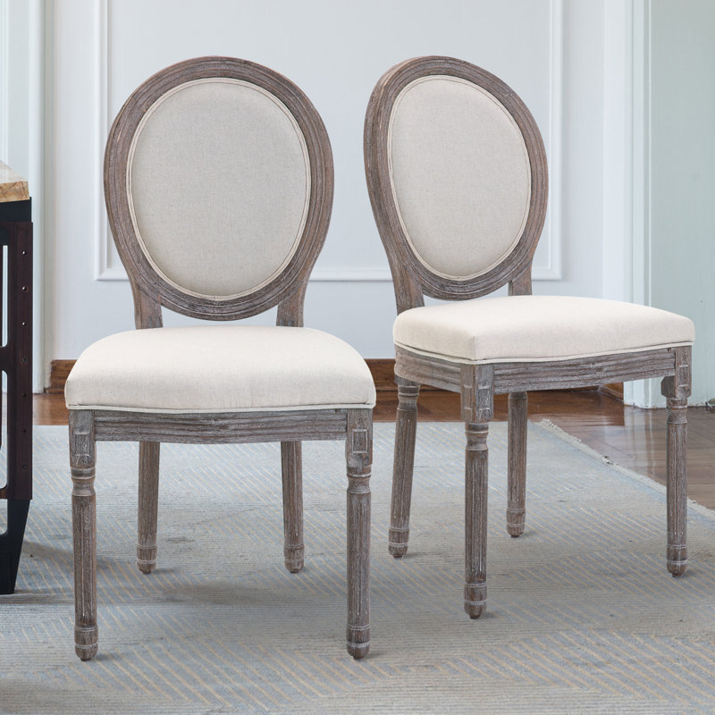 Ophelia & Co. Linen King Louis Back Side Chair in Ivory Wayfair.ca